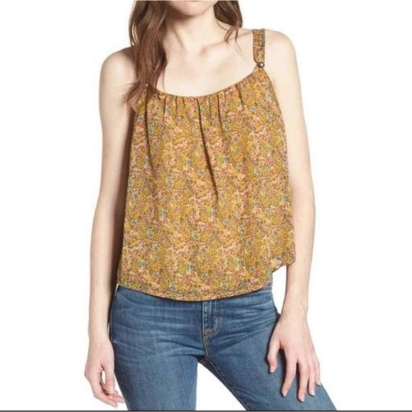 $98 Rebecca Minkoff Yellow Madison Chiffon Tank Top Women's Size M - Picture 1 of 9